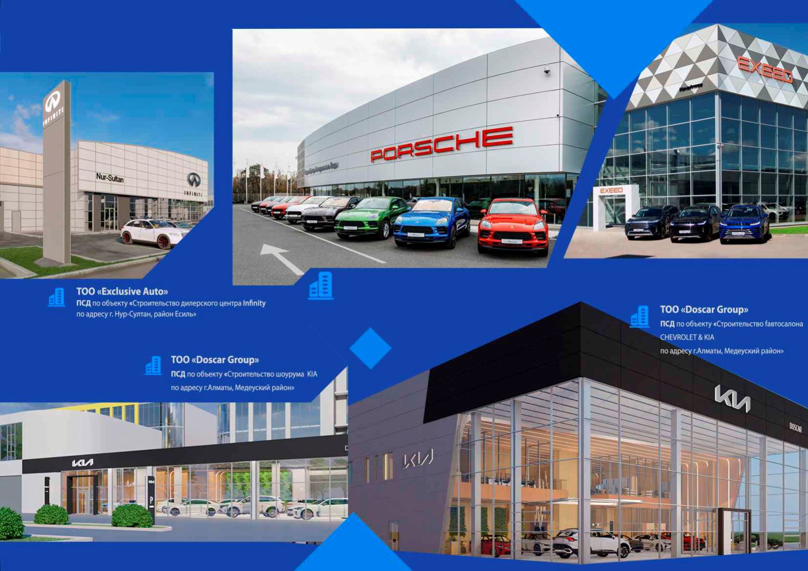 Автоцентры и шоурумы премиум-брендов — KIA, Chevrolet, EXEED, Porsche, Infiniti / Авто Прайм Казахстан, Orbis